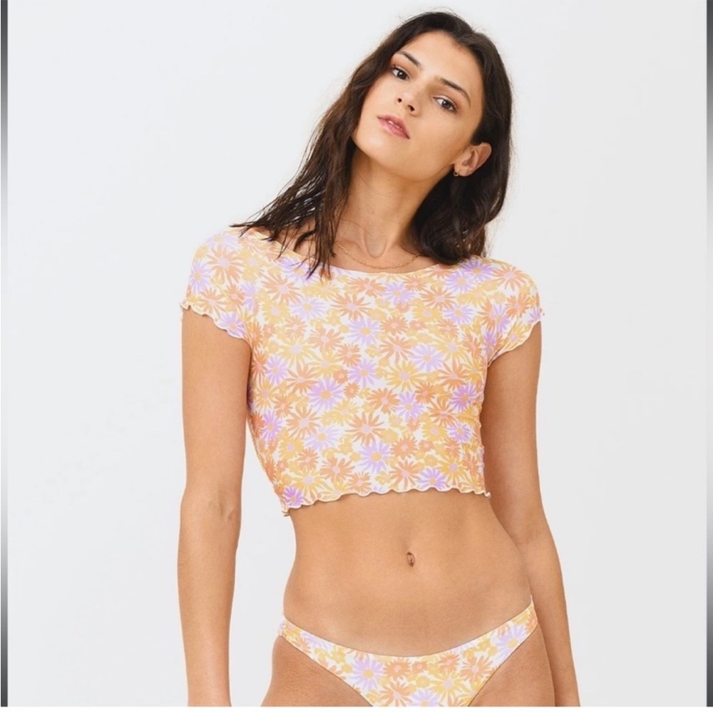 L*Space Floral Swim Top in Pink and White - Picture 4 of 12